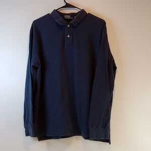 Polo By Ralph Lauren 1/4 Button Long Sleeve Polo Shirt Men's Sz XL Navy EUC NICE